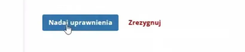 Przycisk zapisujący uprawnienia