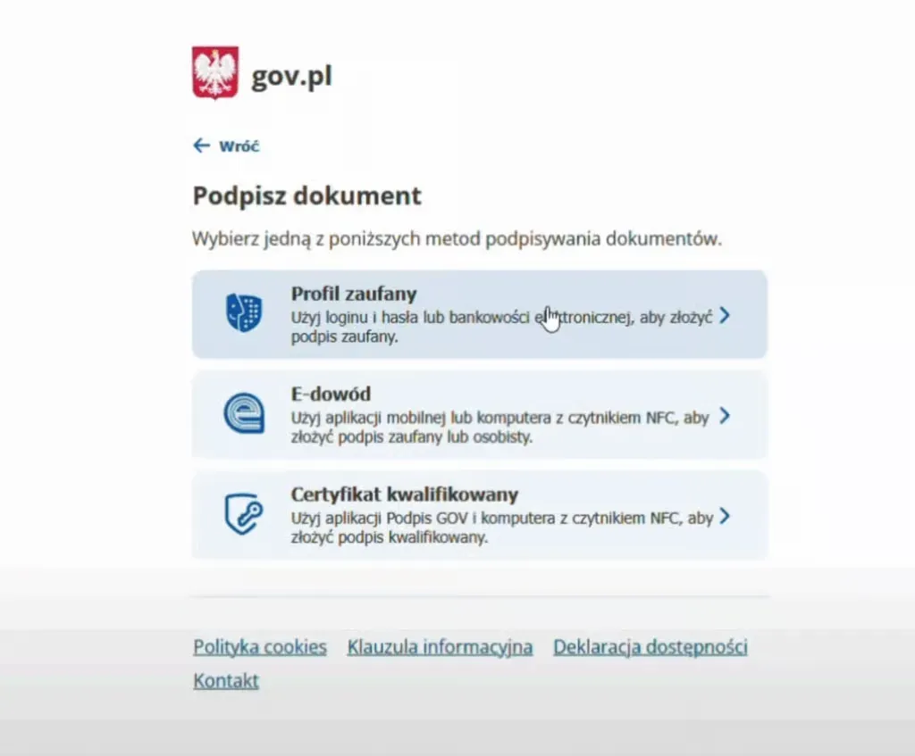 Potwierdzenie logowania profilem zaufanym